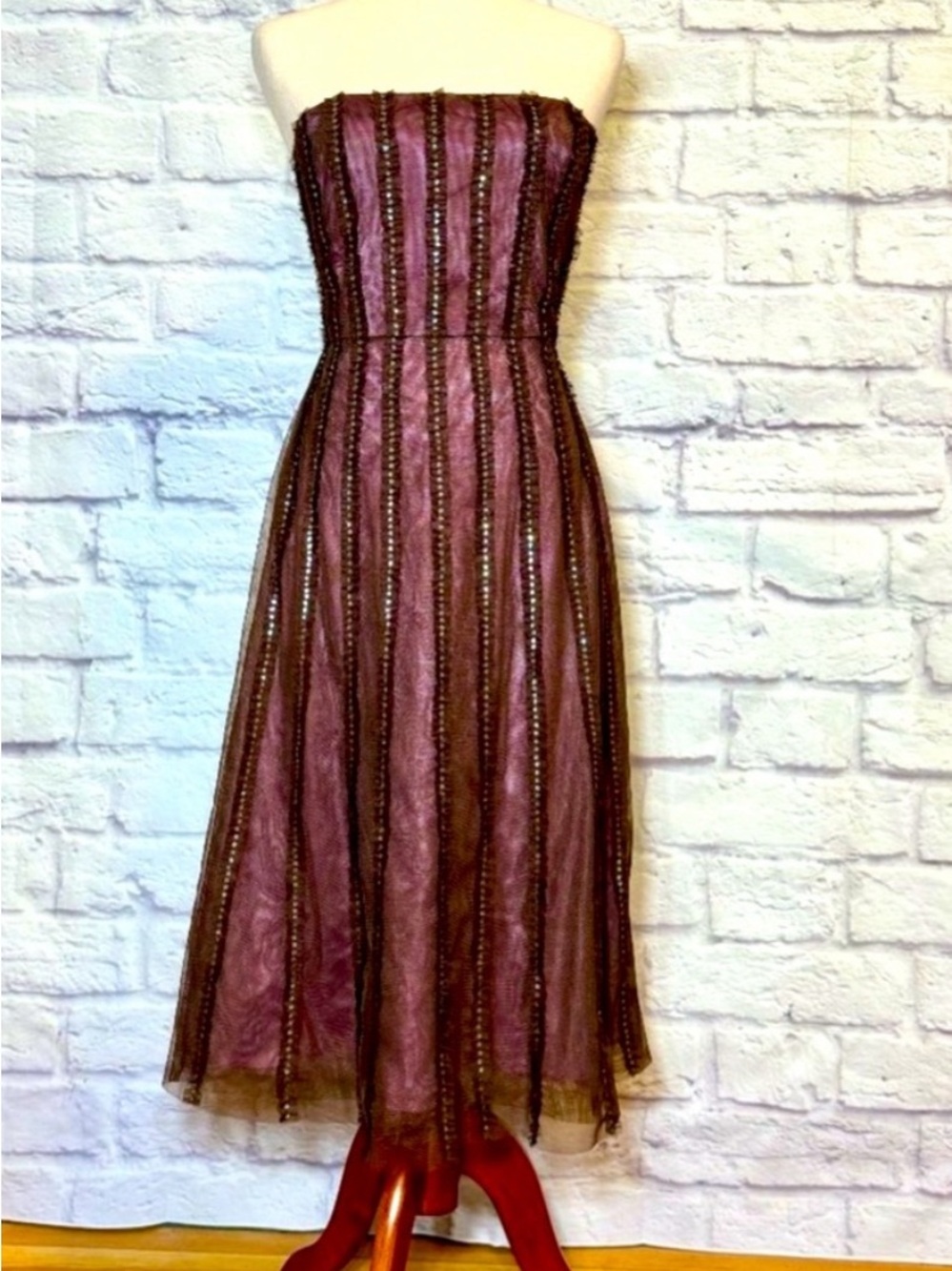 Vintage BCBG MaxAzaria Elegant Purple Midi Dress